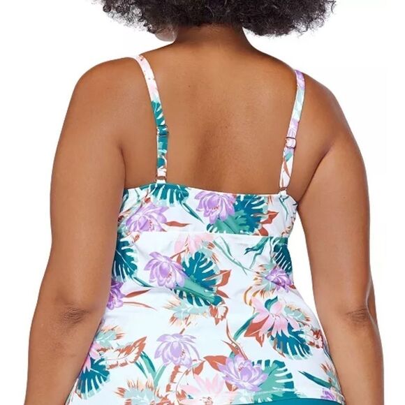RAISINS CURVE Plus Size Printed Buzios Aries Twist-Front Tankini Swim Top - Picture 4 of 11